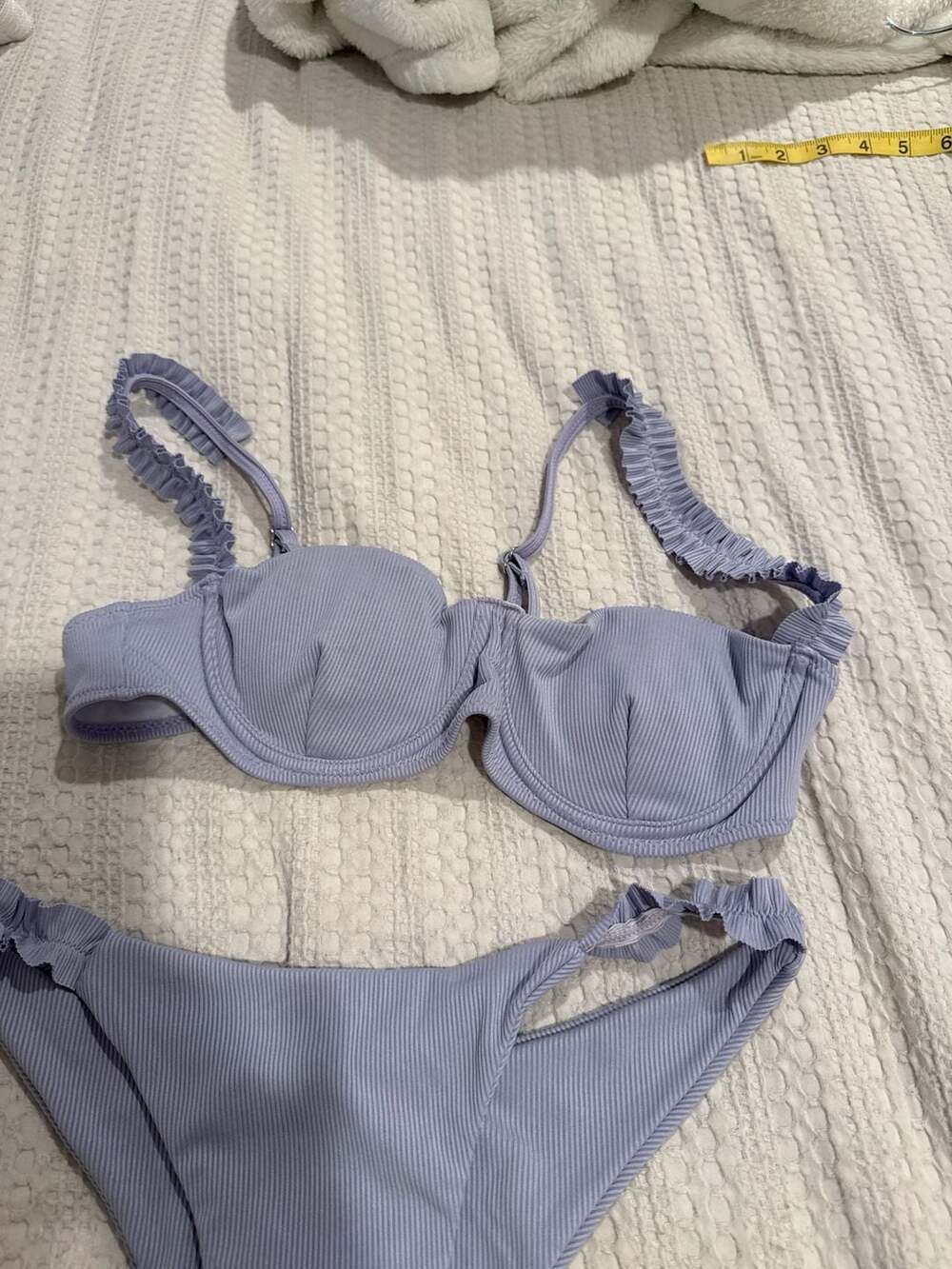 Zaful Lavender Ribbed Ruffle Underwire Bikini Set - Picture 3 of 5